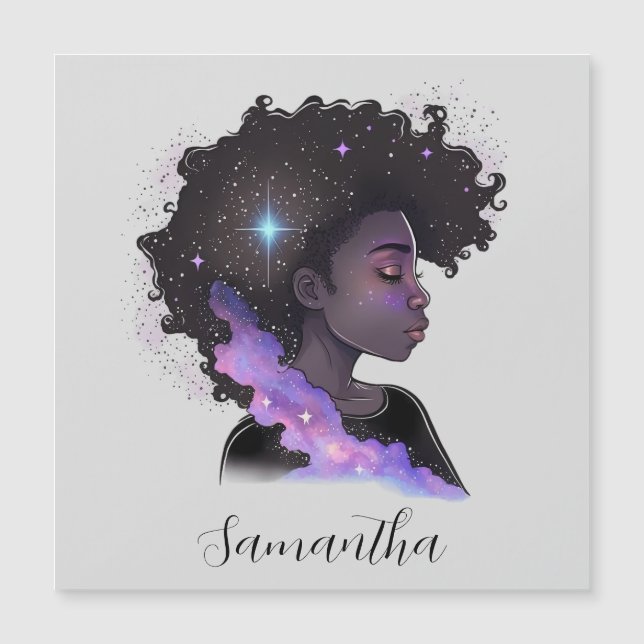 Sparkling Afro Woman Magnetkarte (Vorderseite)