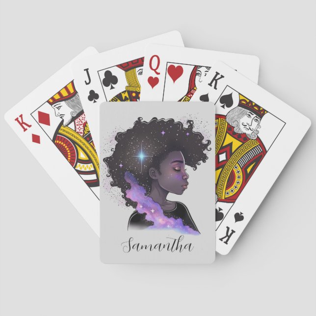 Sparkling Afro Woman Spielkarten (Rückseite)