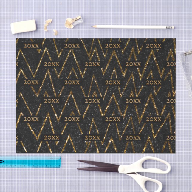 Sparkling Black Gold Zickzack New Year Packaging Seidenpapier (Handwerk)