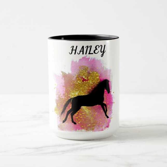 SPARKLING BLACK HORSE PERSONALISIERTE COMBO-TASSE TASSE (Zentrum)