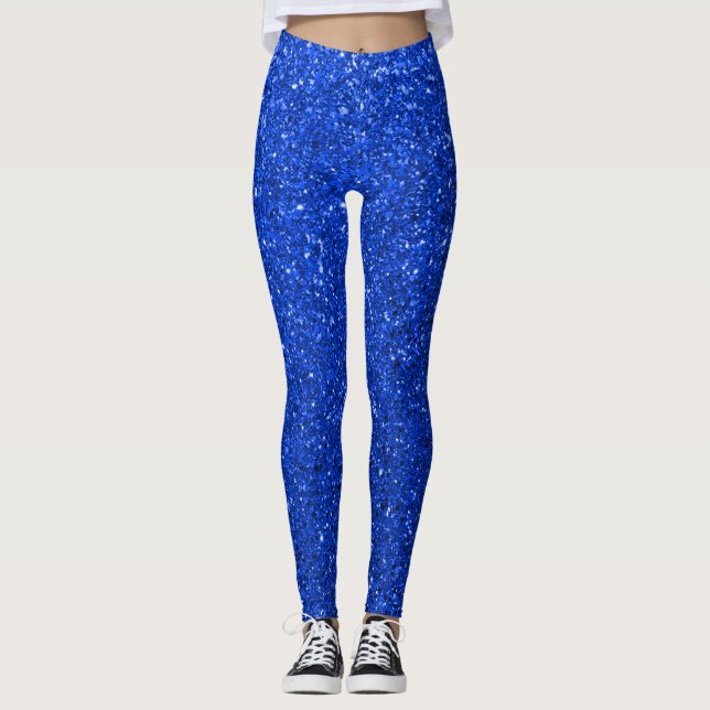 Sparkling Blue Glitzer Leggings (Vorderseite)