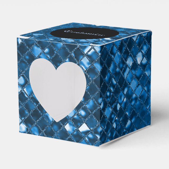 Sparkling Blue Mosaic Muster Herz Fevor Box Geschenkschachtel (Vorderseite)