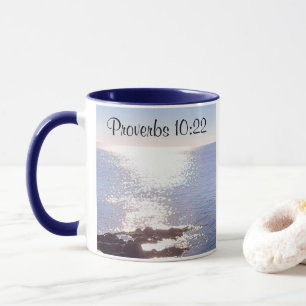 Sparkling Blue Ocean Sessings Bible Verse Tasse
