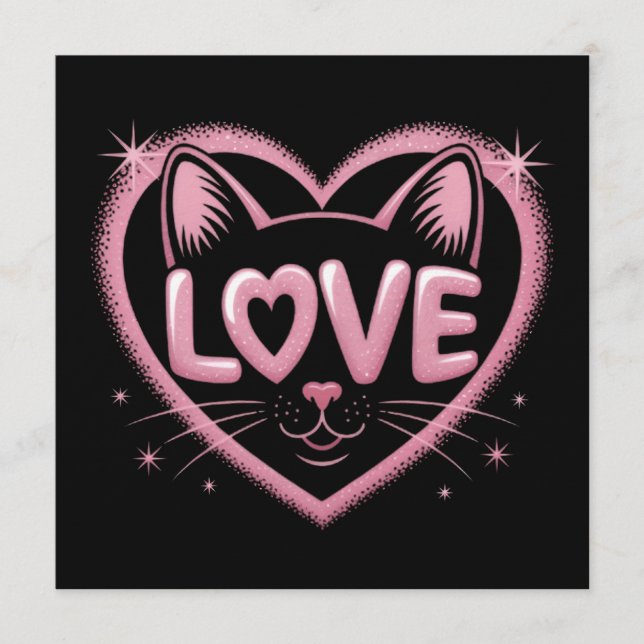 Sparkling Cat Love Einladung (Vorderseite)