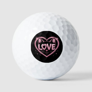 Sparkling Cat Love Golfball