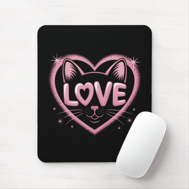 Sparkling Cat Love Mousepad (Mit Mouse)