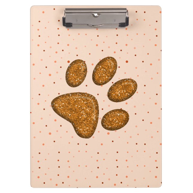Sparkling Cat Paw Print - Orange Klemmbrett (Vorderseite)
