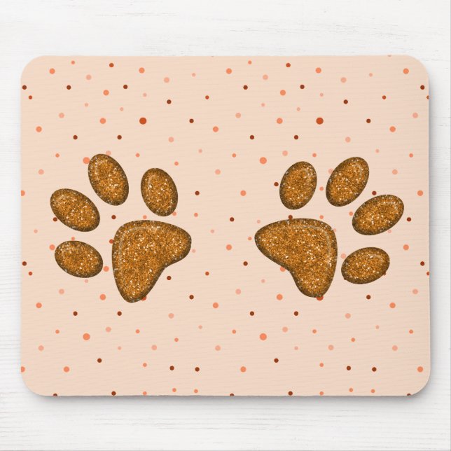 Sparkling Cat Paw Print - Orange Mousepad (Vorne)