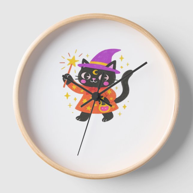 Sparkling Celestial Kitty Hexe Classic T - Shirt Uhr (Vorderseite)