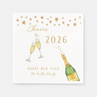 Sparkling Champagne Cheers to New Year Party Serviette