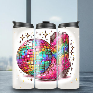 Sparkling Disco Ball Cowboy Boots Thermal Tumbler Thermosbecher