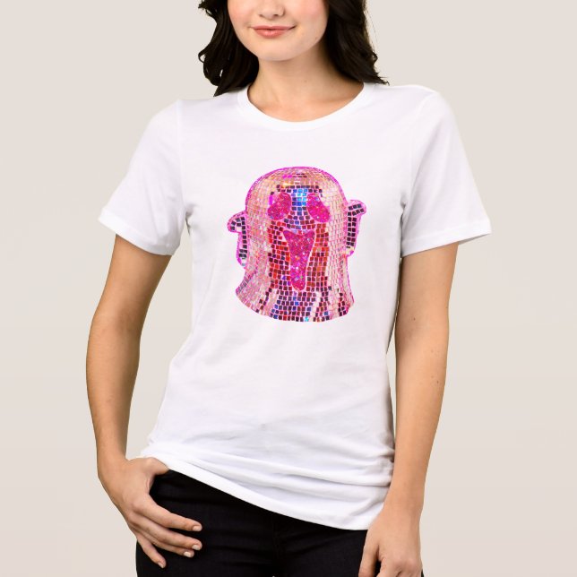 Sparkling Disco Ghost - Retro Halloween Sequin Des Tri-Blend Shirt (Vorderseite)