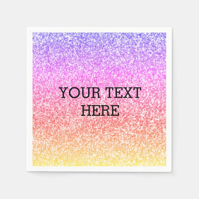 Sparkling eleganter Regenbogen bunt niedlicher Gli Serviette (Vorderseite)