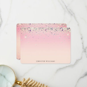 Sparkling Glitterrand Pink Personalisierte Namens- Dankeskarte