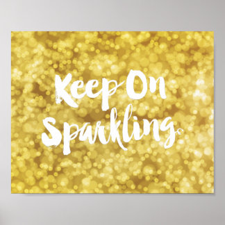 Sparkling Gold Blurry Glitzer Bokeh Zitat Poster