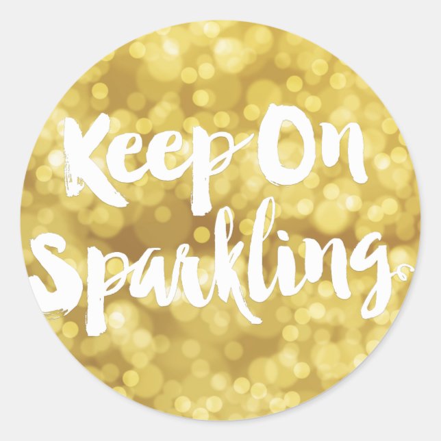 Sparkling Gold Blurry Glitzer Bokeh Zitat Runder Aufkleber (Vorderseite)