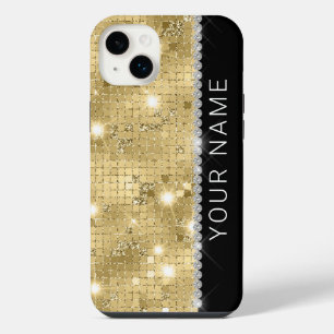Sparkling Gold Glitter Custom Name iPhone 14 Plus Hülle