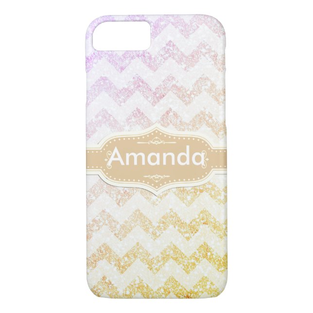 *~* Sparkling Gold Ombre Glitzer White Zickzack Case-Mate iPhone Hülle (Rückseite)