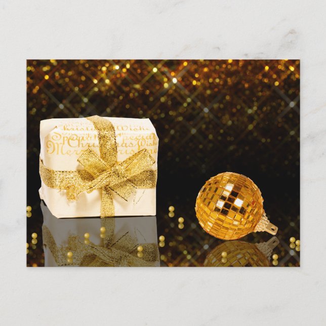 Sparkling Goldener Weihnachtsurlaub Postkarte (Vorderseite)