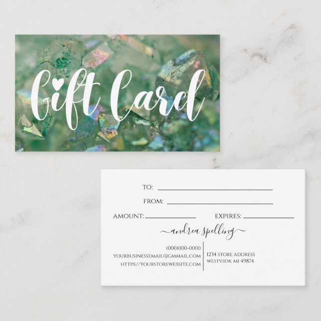 Sparkling Green Crystal Store Gift Cards Visitenkarte (Vorne/Hinten)