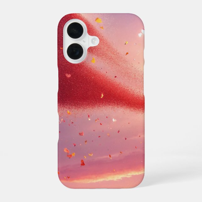 Sparkling Heart and Sunset Phone Case iPhone 16 Hülle (Rückseite)