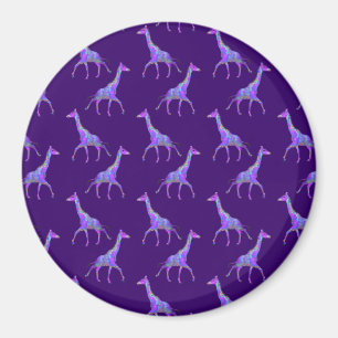 Sparkling Hippie Style Lila Giraffe Magnet