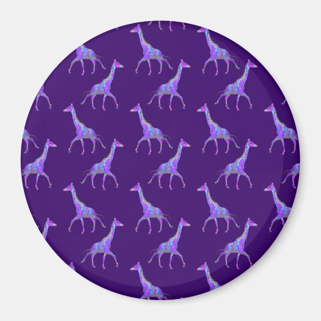 Sparkling Hippie Style Lila Giraffe Magnet (Vorne)