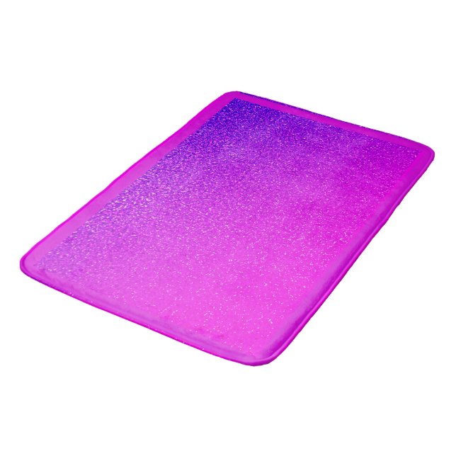 Sparkling Hot Pink Lila Glitzer Ombre Girly Niedli Badematte (Schrägansicht)