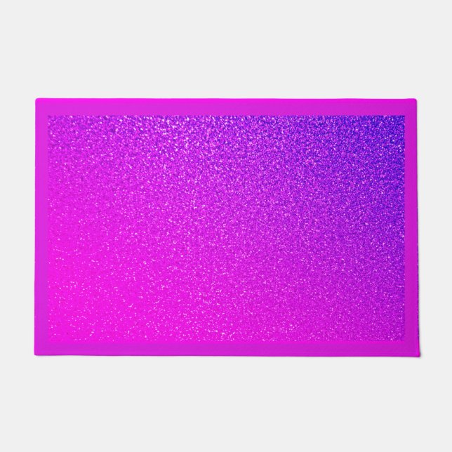 Sparkling Hot Pink Lila Glitzer Ombre Girly Niedli Fußmatte (Vorderseite)