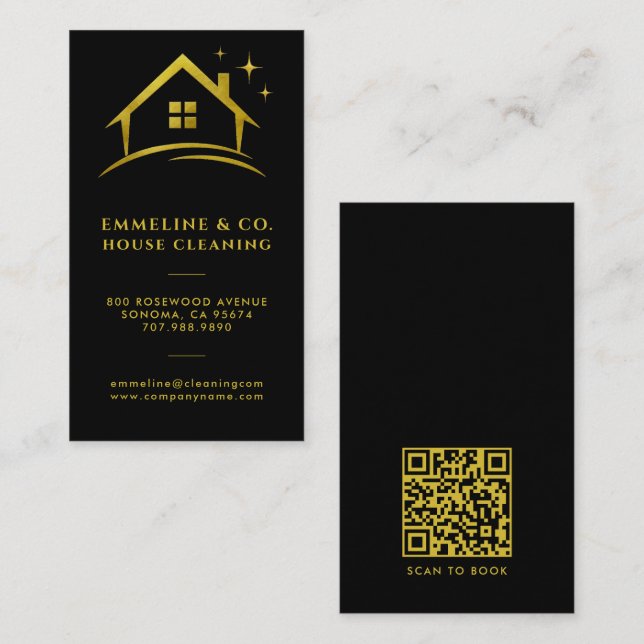 Sparkling House Cleaning Service QR-Code Visitenkarte (Vorne/Hinten)
