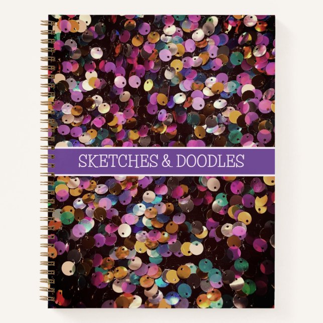 Sparkling lila Sequenzrechner Notizbuch (Vorderseite)