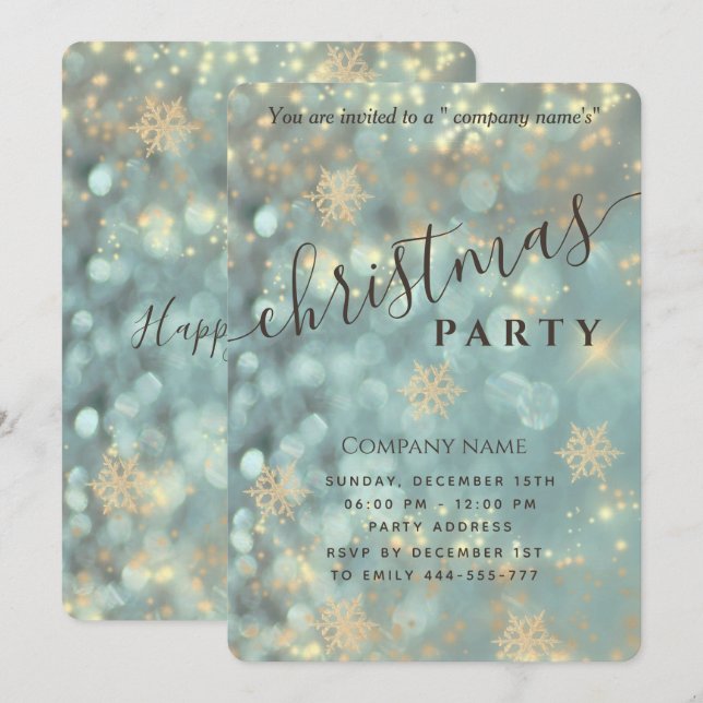 Sparkling luxuriösen Unternehmen Weihnachten Party Einladung (Vorne/Hinten)