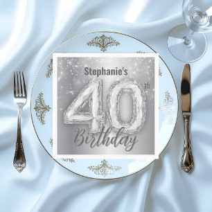 Sparkling Luxuriöser Edelstein 40. Geburtstag Serviette
