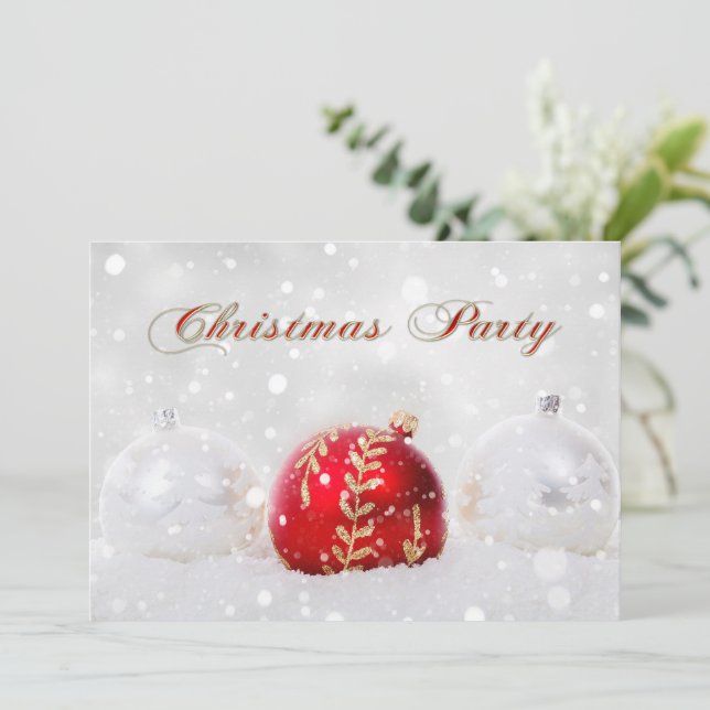 Sparkling neige Noël Baubles Fête Invitation (Debout devant)