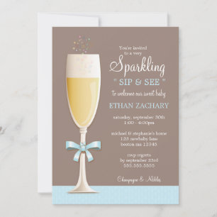 Sparkling New Baby Boy Sip and See Invitation