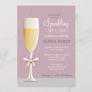 Sparkling New Baby Girl Sip and See Invitation