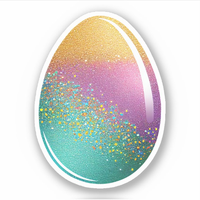 Sparkling Oster: Glitzer Ei Cutout Vinyl Sticker (Vorderseite)