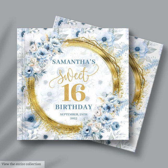 Sparkling Pastel Blue Sweet 16 Gast in Book Gästebuch (Sparkling Pastel Blue Sweet 16 Guest Sign In Book)