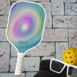Sparkling Pastel Galaxy mit Monogramm Pickleball Schläger