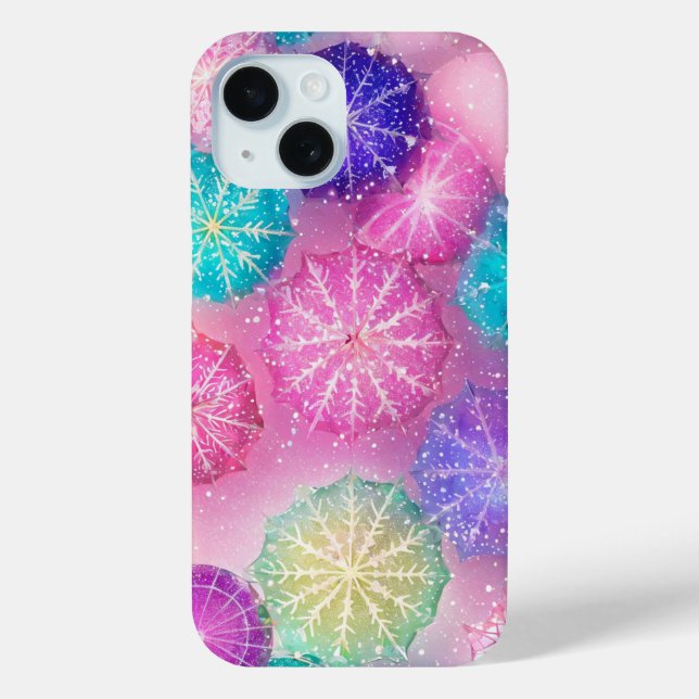 Sparkling Pastel Snowflake Case-Mate iPhone Hülle (Rückseite)