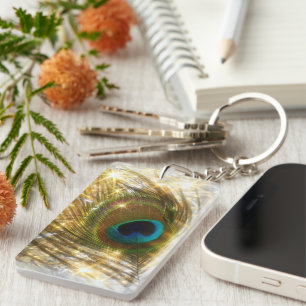 Sparkling Peacock Feather Key Chain Schlüsselanhänger