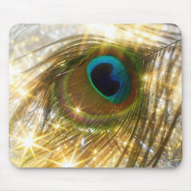 Sparkling Peacock Feather Mousepad (Vorne)