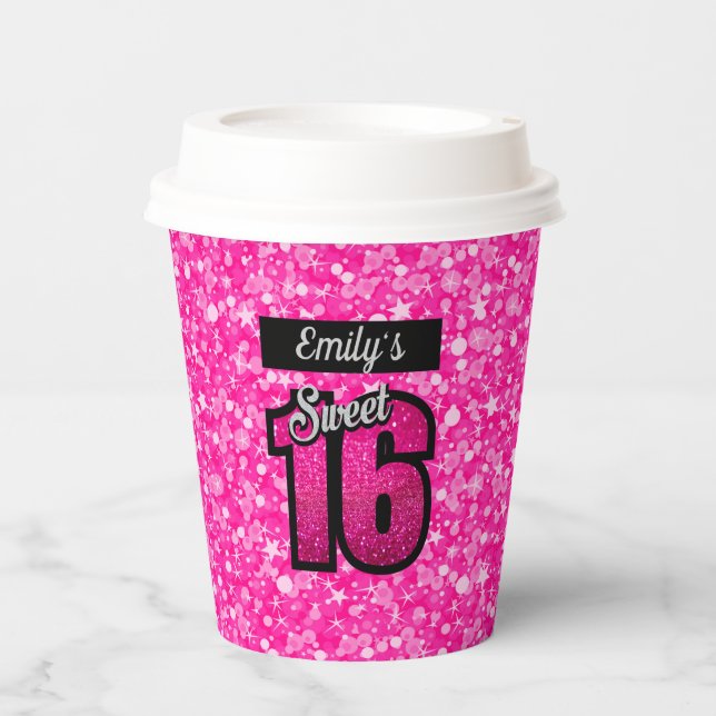 Sparkling Pink Glitzer Paper Cup Pappbecher (Vorderseite)