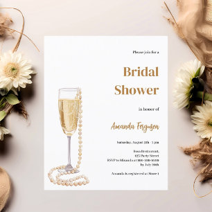 Sparkling Prosecco Perls Bridal Duwer Einladung