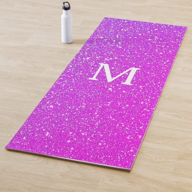 Sparkling Rosa Glitzer Ombre Monogram Initial Nied Yogamatte (Beispiel)