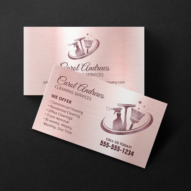 Sparkling Rose Gold Reinigung Janitorial Service Visitenkarte (Von Creator hochgeladen)