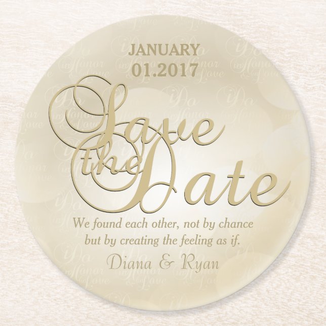 Sparkling Save the Date Untersetzer (Vorderseite)