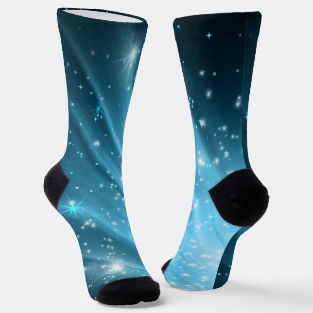 Sparkling Starry Night Sky Blue Gradient Crew Sock Socken (Gewinkelt)