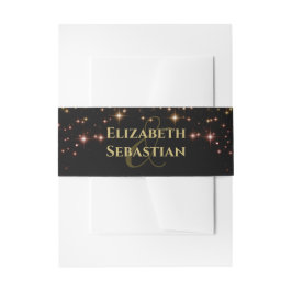 Sparkling Stars Gold und Black Wedding Einladungsbanderole