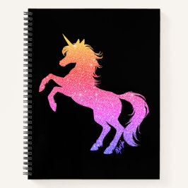 Sparkling Sunset Unicorn Black Notebook von Mei Yu Notizbuch